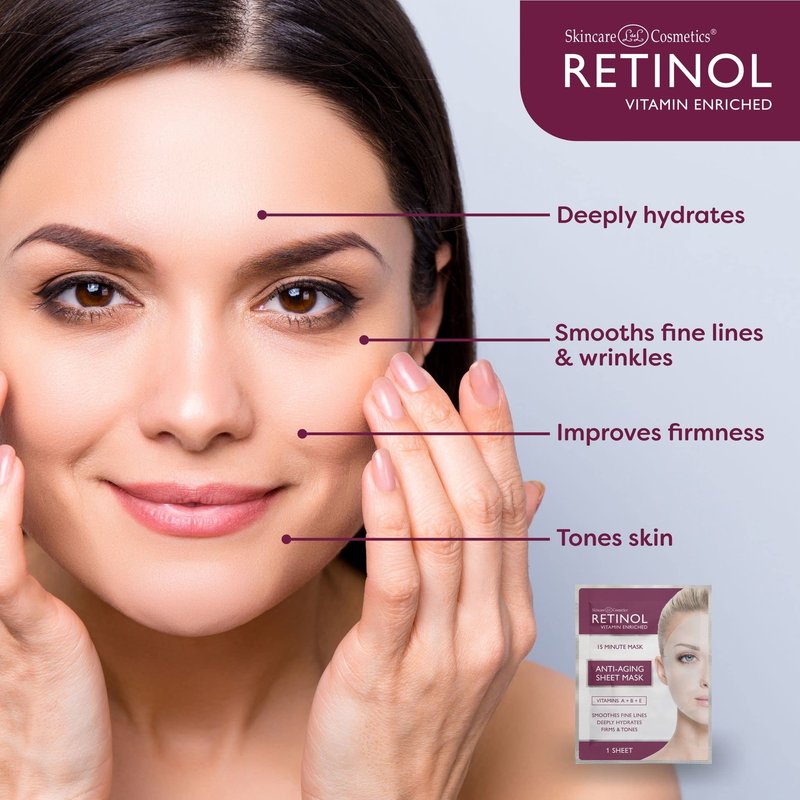 LIVAURA Retinol Anti-Aging Sheet Mask – Hydrating Collagen Face Masks, Sheet Masks for Skin Care, Moisturizing Facial Mask Pack for Women, Sensitive & Dry Skin, Hydrating Face Mask