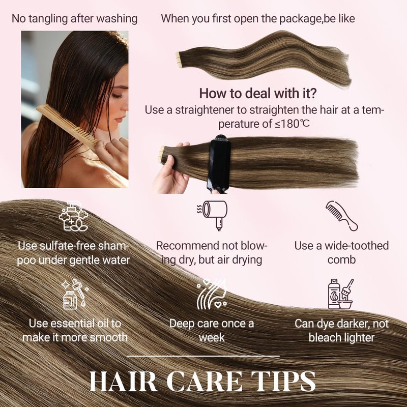 MAXITA Tape in Hair Extensions Human Hair 16 inch 50g 20pcs Balayage Dark Brown to Chestnut Brown Real Human Hair Extensions Real Remy Seamless Straight Hair Extensions for Women