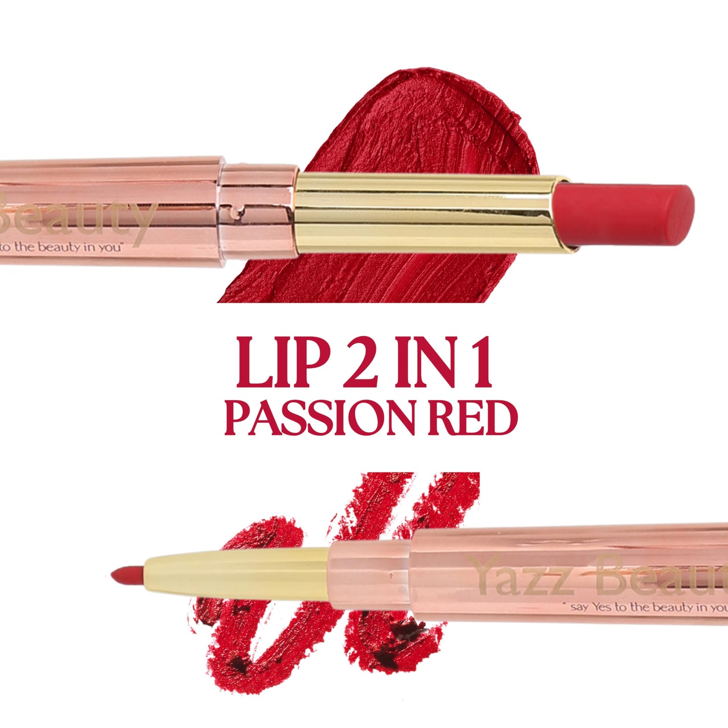 YazzBeauty 3-in-1 Lip Plumper Kit – Long-Lasting Passion Red Lip Liner and Lipstick Combo and Hydrating, Volumizing Lip Plumper Gloss - Complete Lip Makeover to Start Your Day