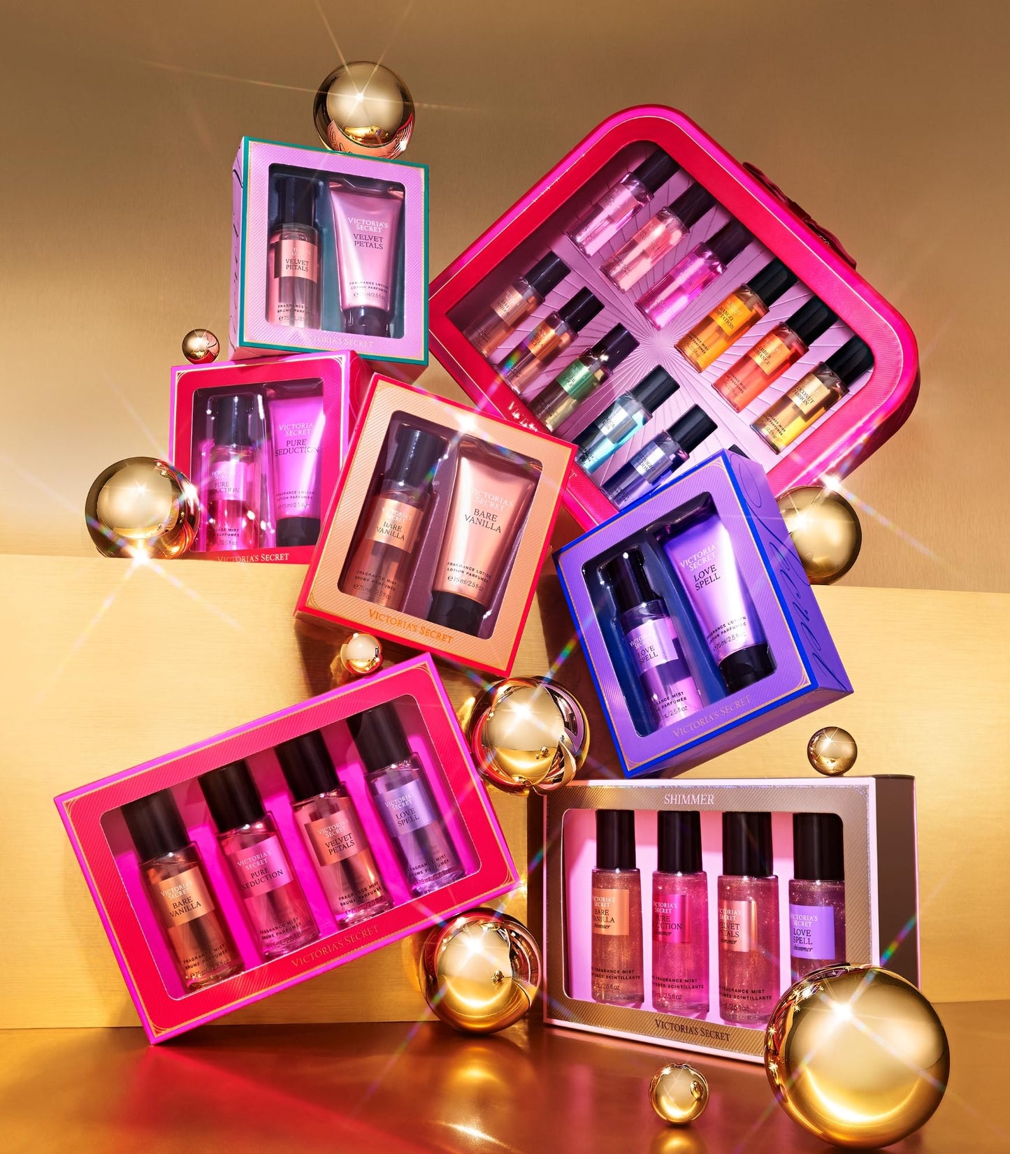 Victoria's Secret Fragrance Mist Collection 4 Piece Shimmer Mini Gift Set