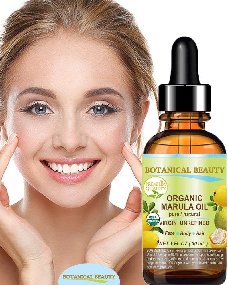 Botanical Beauty Organic MARULA OIL WILD GROWTH 100% Pure Natural Virgin, Unrefined Cold-Pressed Moisturizer for FACE, DRY SKIN, BODY, DAMAGED HAIR, NAILS, Anti-Aging (2 Fl Oz)