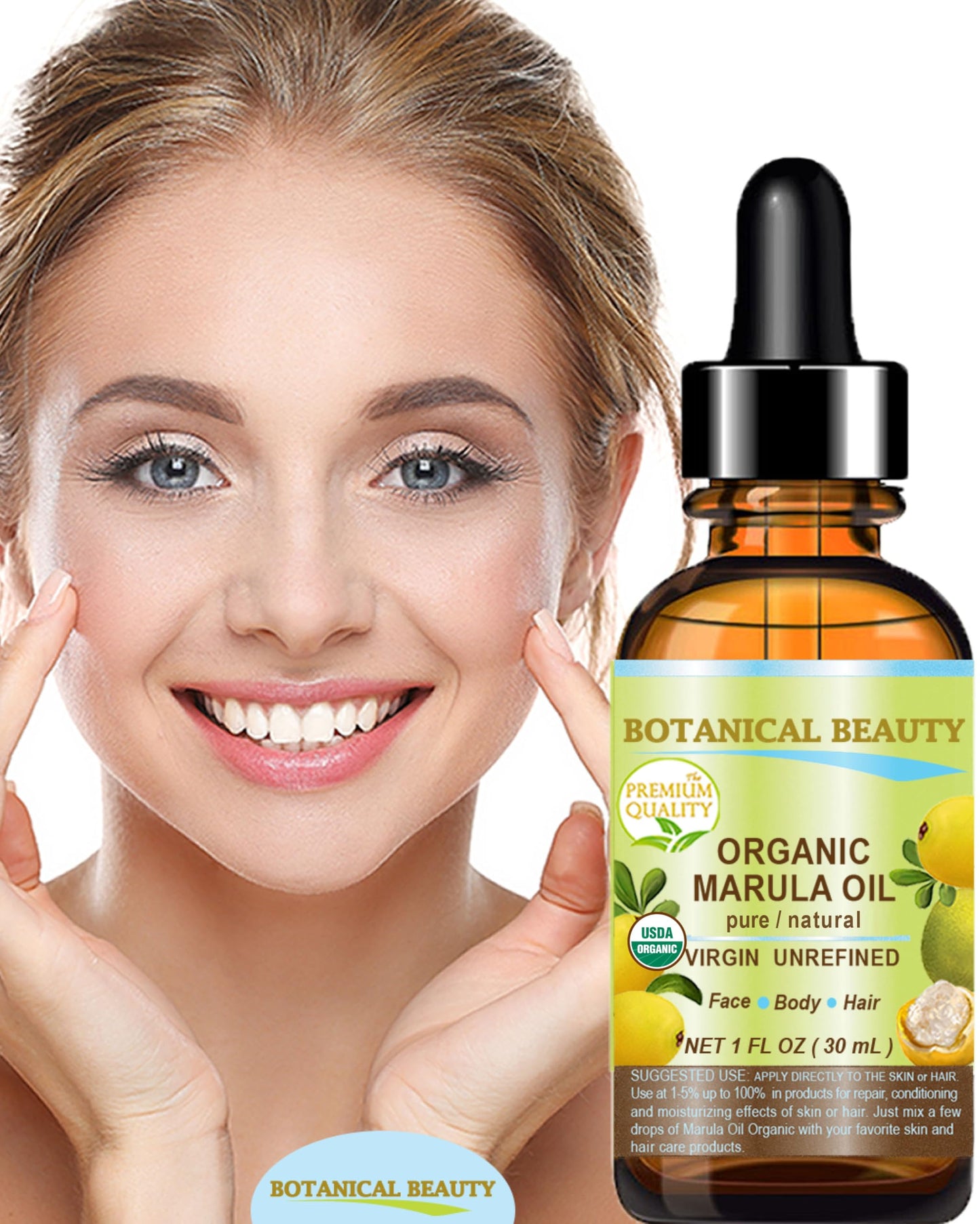 Botanical Beauty Organic MARULA OIL WILD GROWTH 100% Pure Natural Virgin, Unrefined Cold-Pressed Moisturizer for FACE, DRY SKIN, BODY, DAMAGED HAIR, NAILS, Anti-Aging (2 Fl Oz)