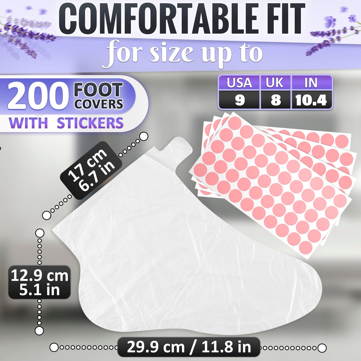 200 Pcs Plastic Socks for Moisturizing Feet with 200 Stickers for Secure Fit – Leak-Proof Foot Gloves with Ribbed Anti-Slip Design – Plastic Foot Covers for Self Care & Gifting | Paraffin Wax Bags