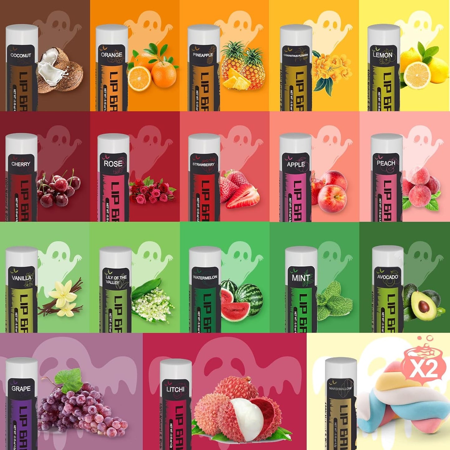 Yopela Halloween Lip Balm Set - 76 Packs of 18 Flavors | Moisturizing Chap Stick for Men, Women & Kids