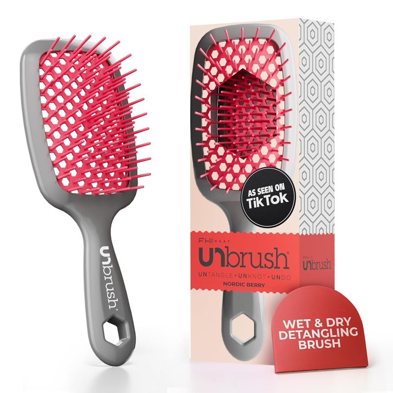 FHI Heat Detangling Brush - Pain-Free Brushing for All Hair Types | Durable DuoFlex Bristles, Lightweight Handle