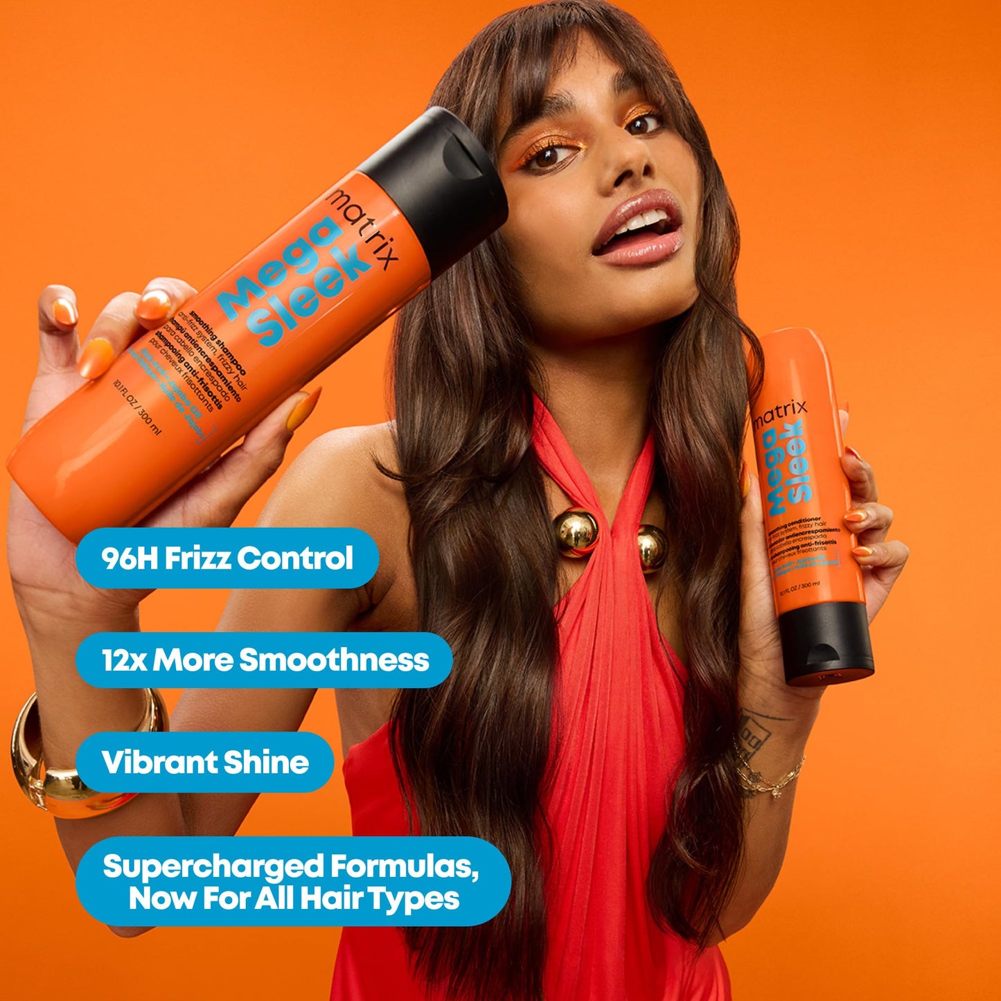 Matrix Mega Sleek Anti-Frizz Conditioner - 96H Frizz Control, 12x Smoother Hair, and Lasting Hydration, 10.1 Fl Oz