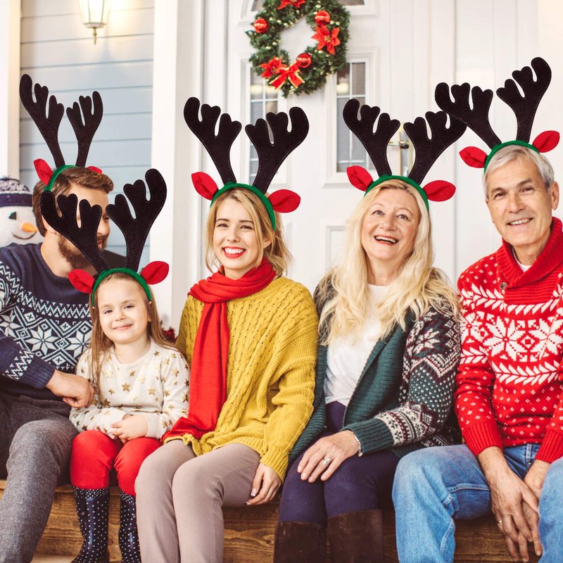 Lurrose 6Pcs Christmas Headbands Reindeer Antlers Hair Hoops Reindeer Ears Headbands Festival Headdress Hair Band for Adults