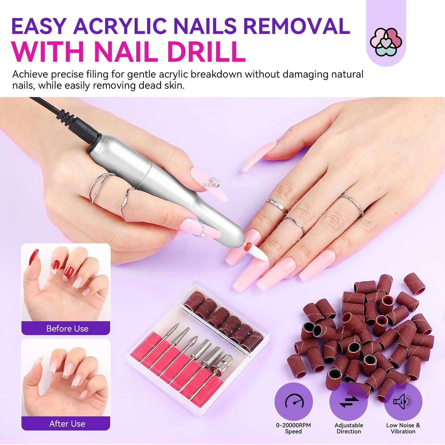 SAVILAND Acrylic Nail Kit with Drill & Essential Oil: Professional Acrylic Nails Kit for Beginner with Everything Nail Powder & Liquid Nail Primer Complete Home DIY Kit Salon Women Christmas Gift