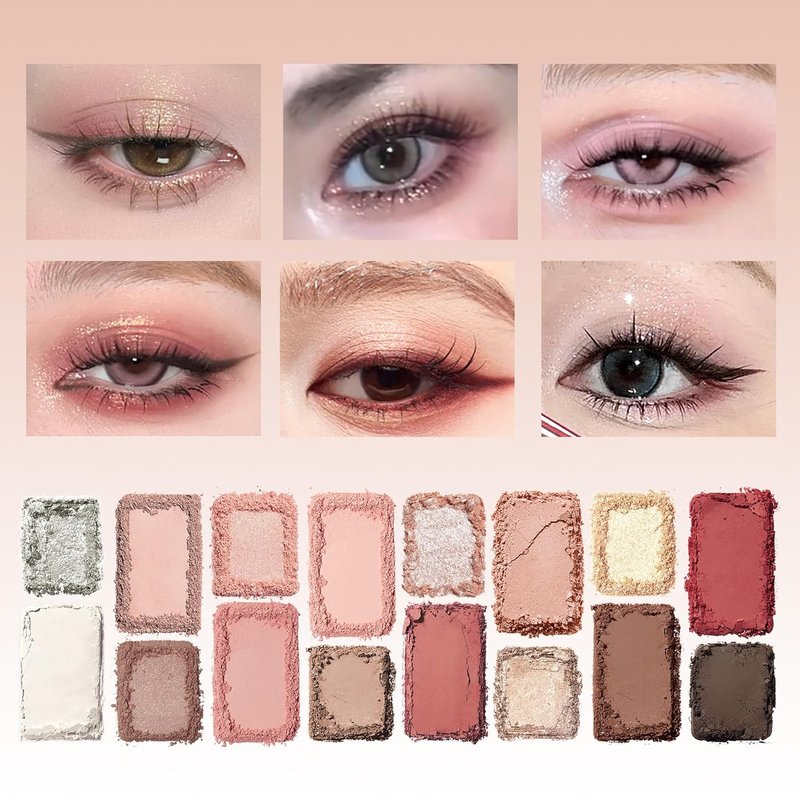 16-Color Velvet Rose Eyeshadow Palette - Natural Nudes, Smoky Shades & Bold Accents | Ultra-Blendable Matte, Shimmer & Glitter Finishes