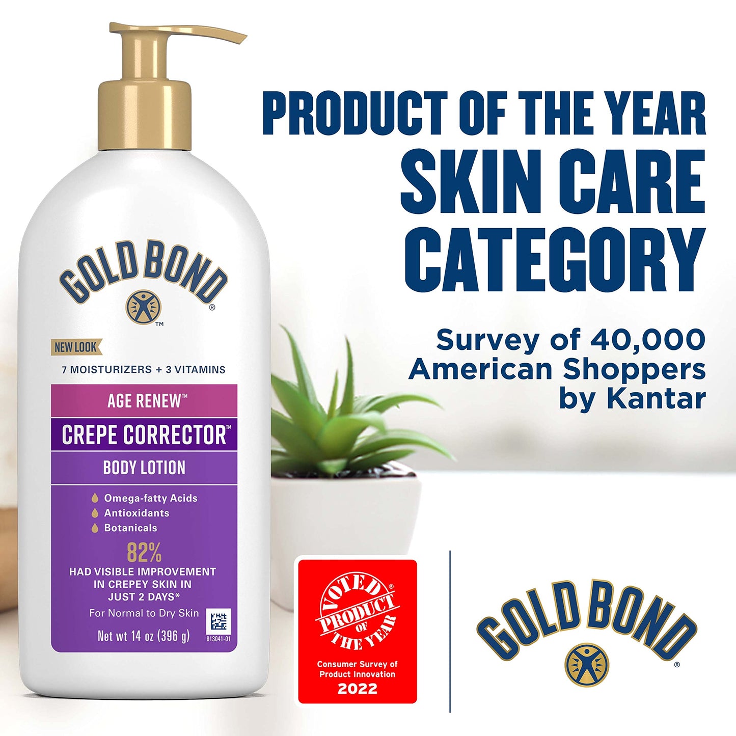 Gold Bond Age Renew Crepe Corrector Body Lotion, Replenishing & Smoothing Formula, 8 oz. & Age Renew Crepe Corrector Body Lotion, Replenishing & Smoothing Formula, 14 oz.