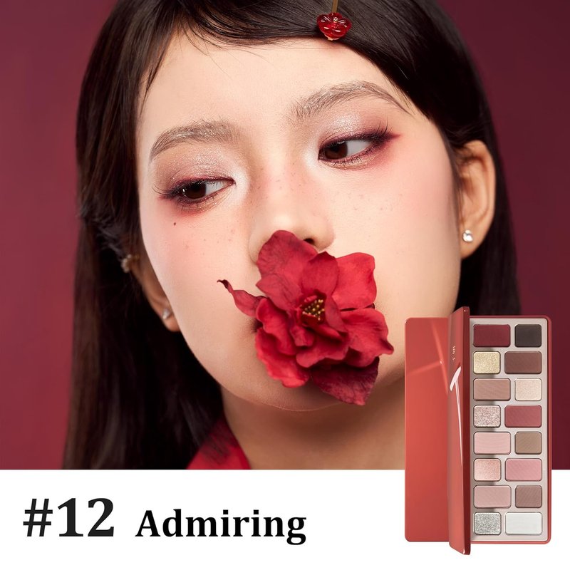 16-Color Velvet Rose Eyeshadow Palette - Natural Nudes, Smoky Shades & Bold Accents | Ultra-Blendable Matte, Shimmer & Glitter Finishes