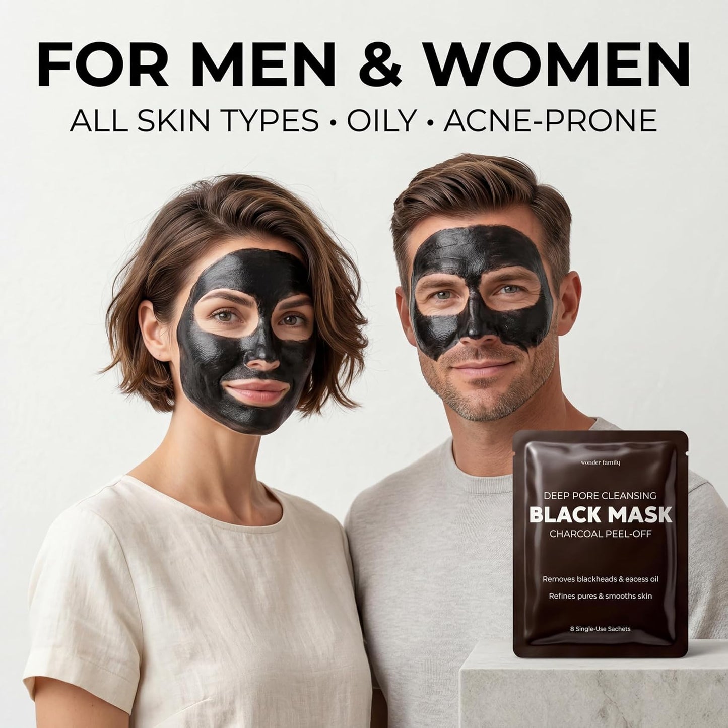 Activated Charcoal Peel Off Face Mask - Korean Blackhead Remover for Nose & Face | Pore Cleaner & Skincare Gift Set