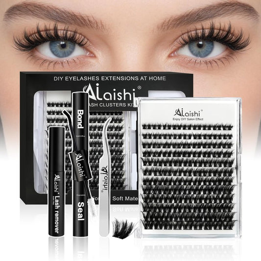 Lash Clusters Kit, DIY 3D Cluster Eyelash Extensions 10‑18mm,108pcs Fluffy D Curl Soft Natural Lashes with Lash Bond and Seal,Tweezers, Remover–Natural Fake Cat Eye Wispy Individual Clusters（211-5-L）