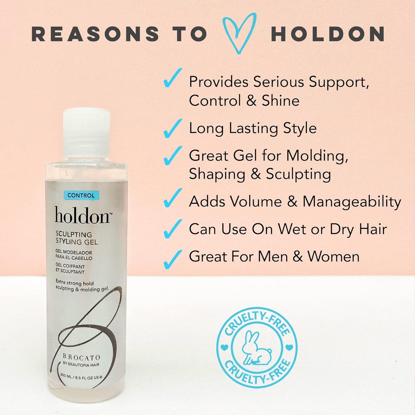 Brocato Holdon Control Sculpting Styling Gel - Extra Strong Hold for All Hair Types | 8.5 Fl Oz