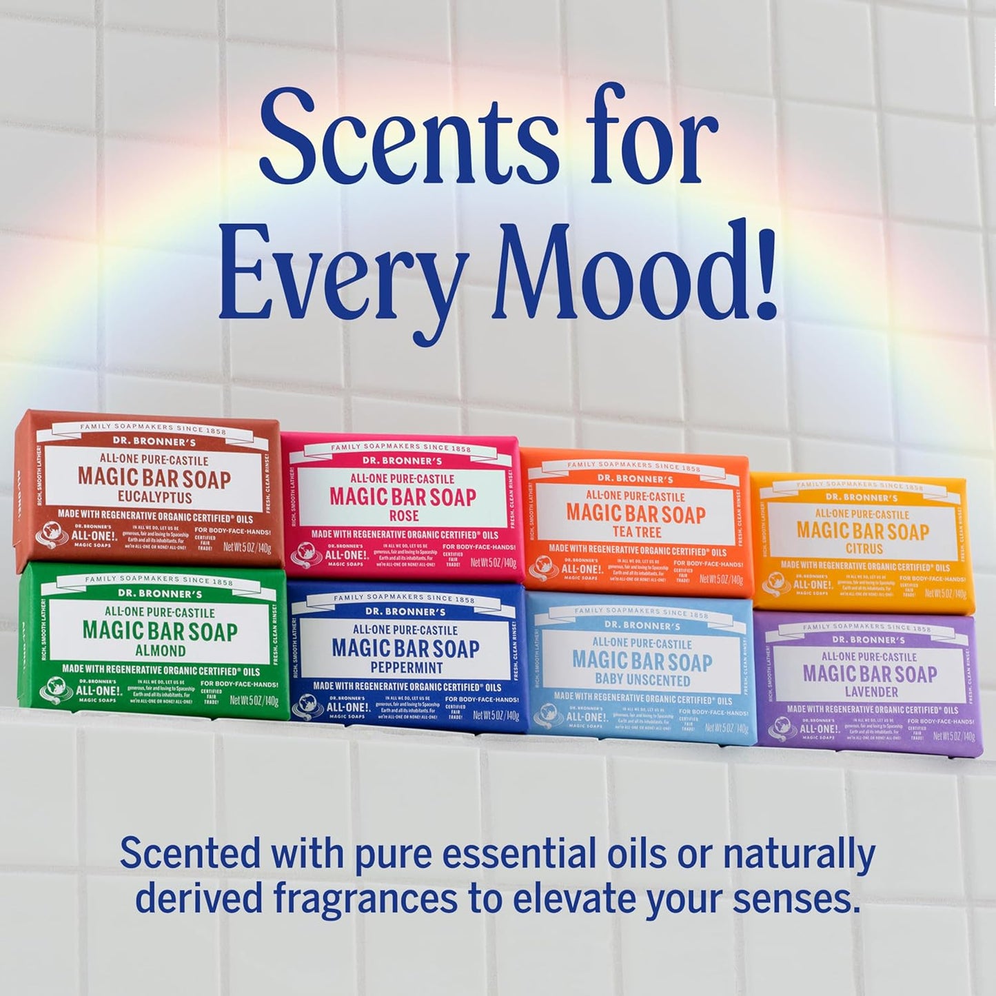 Dr. Bronner's Pure-Castile Magic Bar Soap - Almond Scent, 5 oz | Vegan & Gentle for Face, Body & Hair