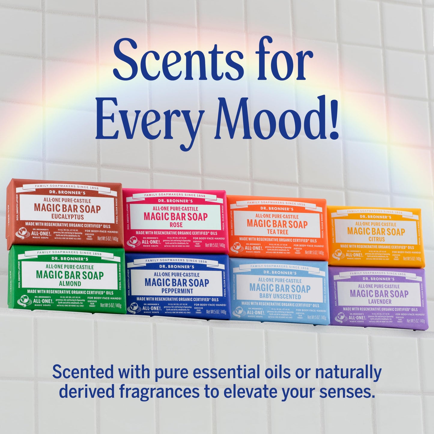 Dr. Bronner's Pure-Castile Magic Bar Soap (Baby Unscented, 5 Ounce, 12-Pack) - Made with Regenerative Organic Certified Oils, Gentle for Sensitive Skin & Babies, Non-GMO, Vegan