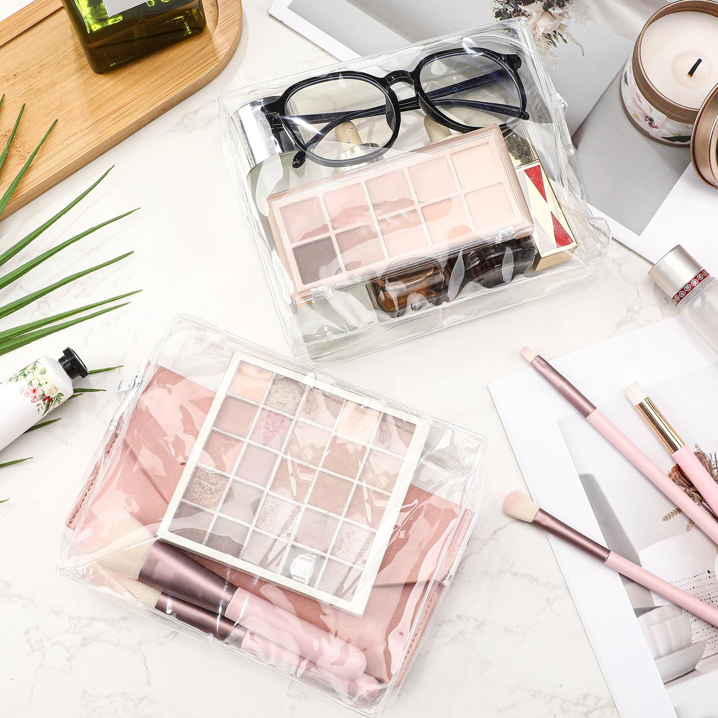 36 Pcs Mini Clear Makeup Bag Small Zipper Pouch Travel for Toiletries PVC Plastic Cosmetic Waterproof Toiletry for Women Men Vacation