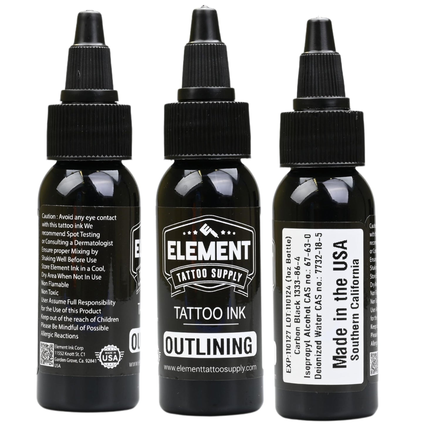 Element Tattoo Supply Tattoo Ink Set Black White Professional Solid Color for Human Skin Tattooing, Outlines, Shading, Blending, Mixing Color Supply for Artists 1oz Bottle