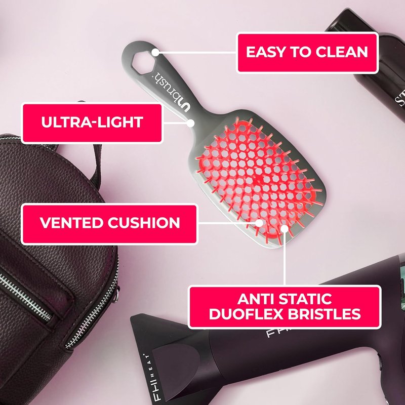 FHI Heat Detangling Brush - Pain-Free Brushing for All Hair Types | Durable DuoFlex Bristles, Lightweight Handle