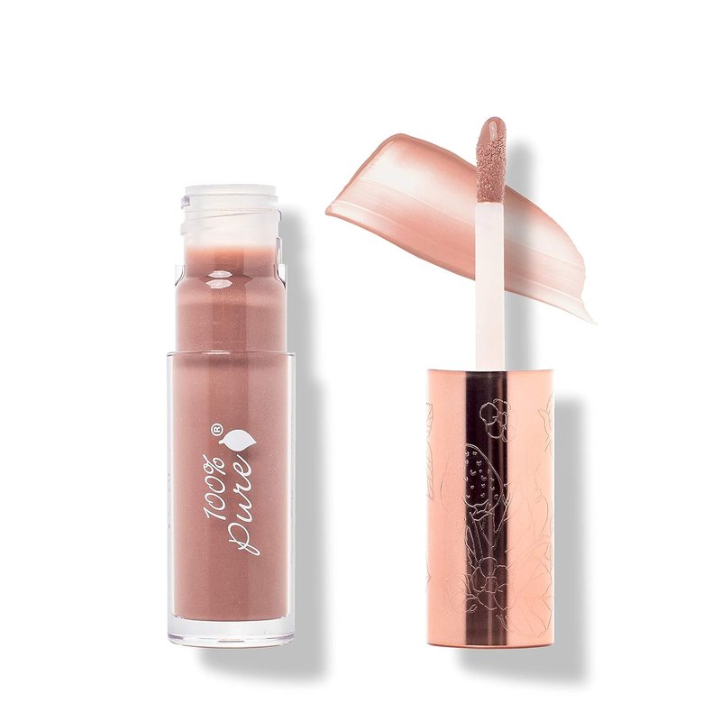 100% Pure Lip Gloss - Fruit Pigmented Moisturizing Formula | Pink Caramel, Sheer Finish, 0.14 Fl Oz