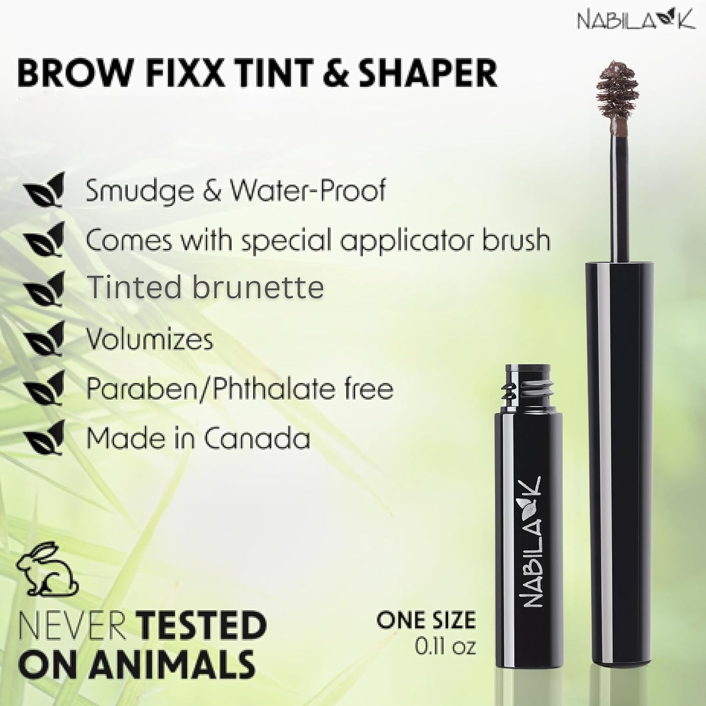 Nabila K Brow Fixx Tint & Shaper - Waterproof Brunette Eyebrow Gel for All | Travel Size 0.11 oz