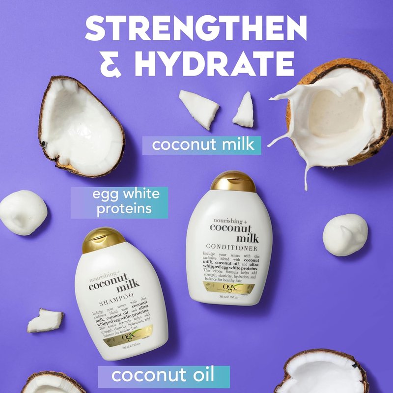 OGX Nourishing Coconut Milk Conditioner - Hydrating & Restoring Formula for Soft Hair | 25.4 fl. oz (Pack of 2)