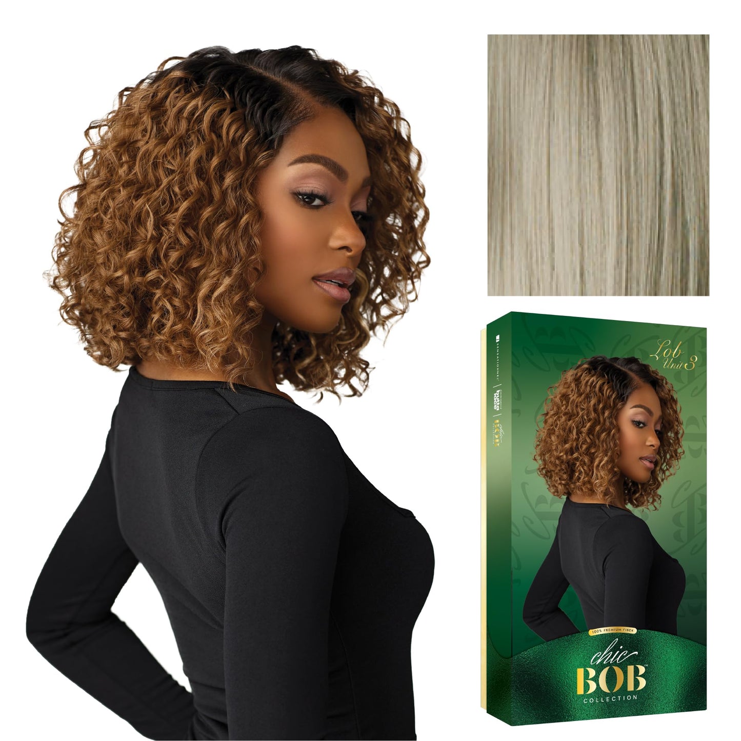 Sensationnel Chicbob Lace Frontwig-Lob Unit 3, LIGHTASHBLONDE