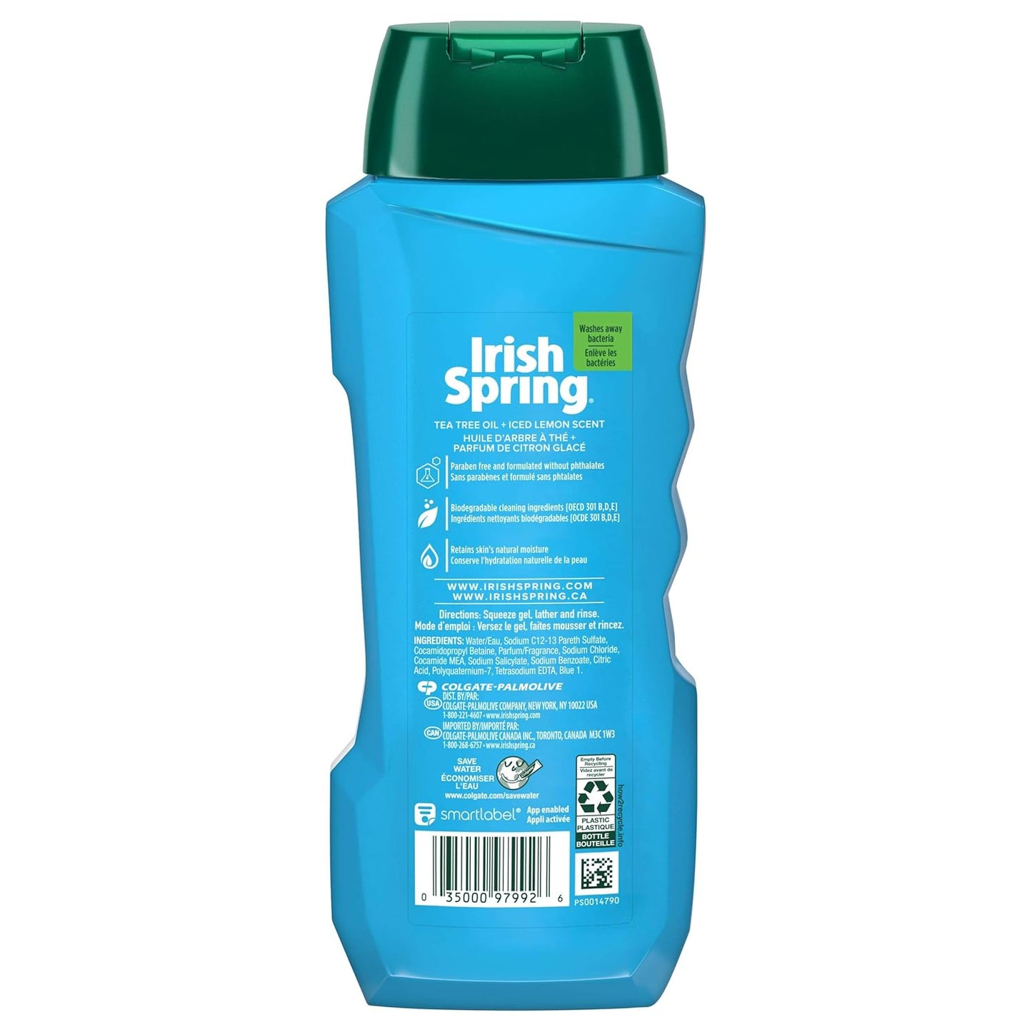Irish Spring Face & Body Wash | Tea Tree Oil, Moisturizing Formula - 18 Fl Oz, 4 Pack