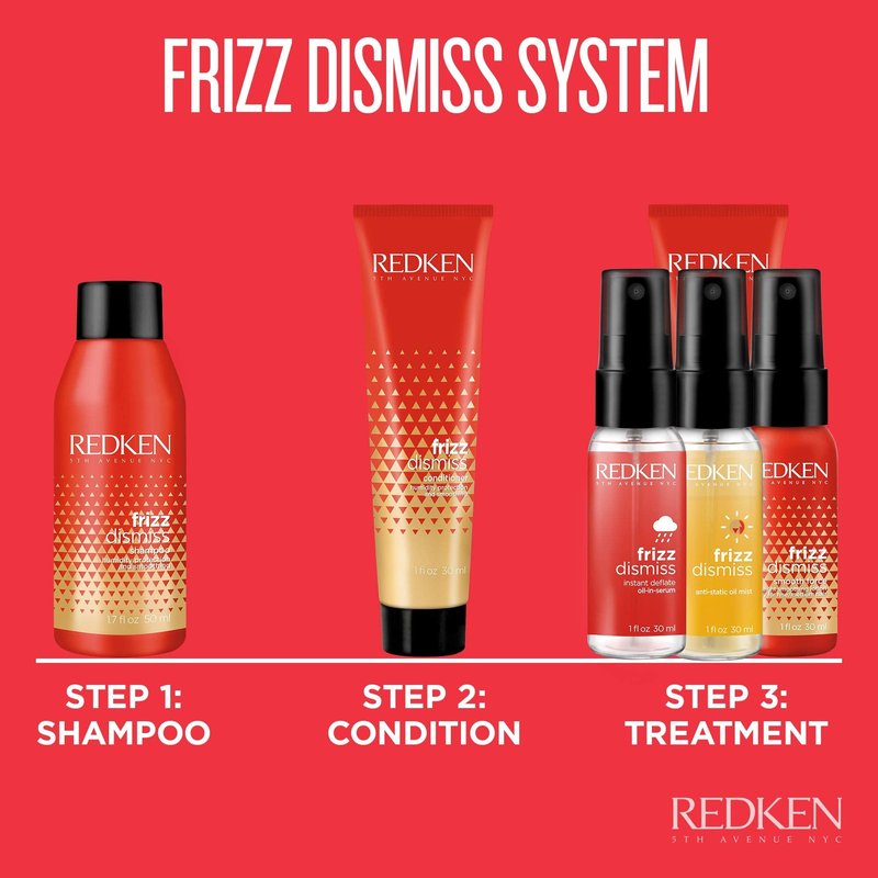 Redken Frizz Dismiss Anti-Static Oil Mist | Frizz Control for All Hair Types | Tames Flyaways & Anti Frizz | With Babassu Oil | Sulfate Free | 4.2 Fl Oz