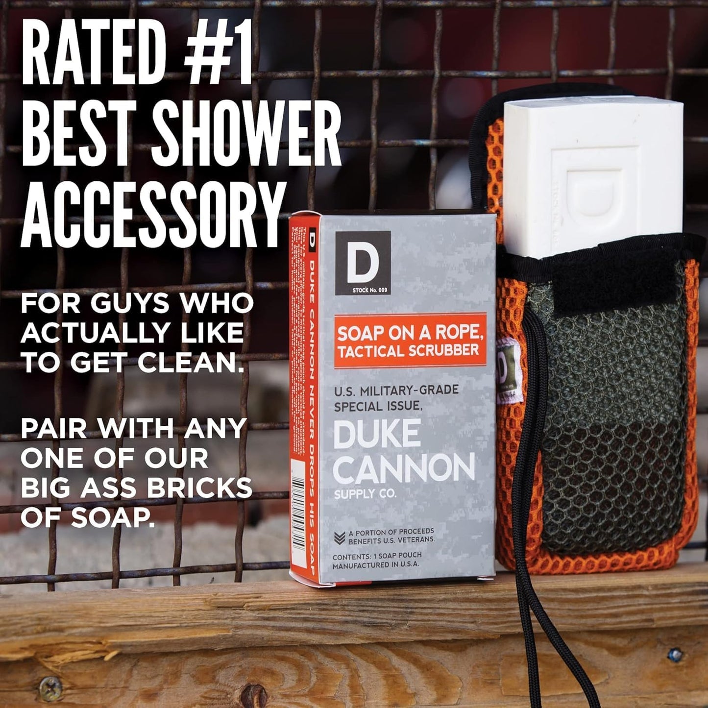 Duke Cannon Tactical Scrubber Soap Pouch - U.S. Military-Grade, Coarse and Soft Mesh, 550 Paracord, Shower Hygiene Essential for Men's Bar Soap