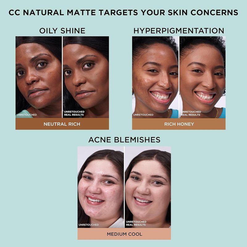 IT Cosmetics CC+ Cream - Natural Matte Foundation with SPF 40 | 16H Shine Control & Pore Refining, 1.08 fl oz