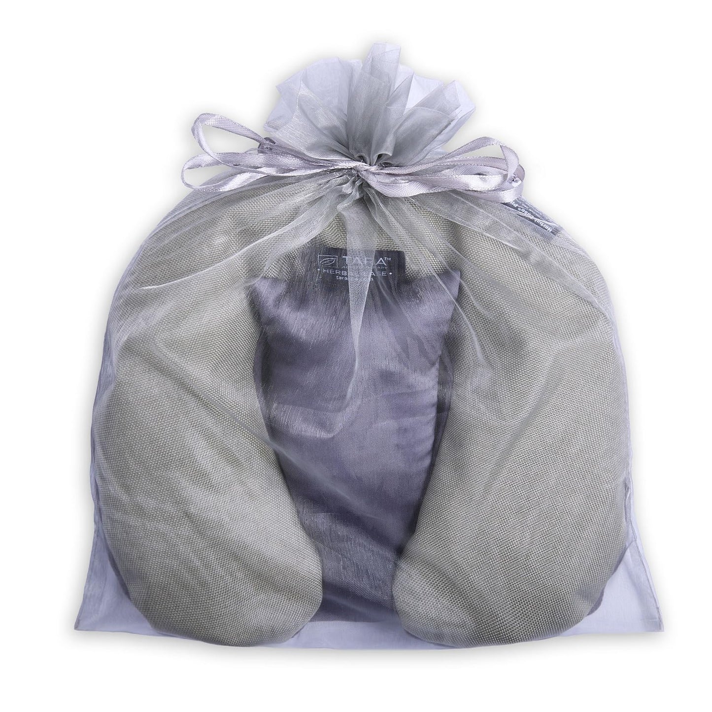 TARA Spa Therapy Herbal-Ease Aromatherapy Pillow Gift Bag Set, Neck + Silk Eye Pillow, Slate Gray
