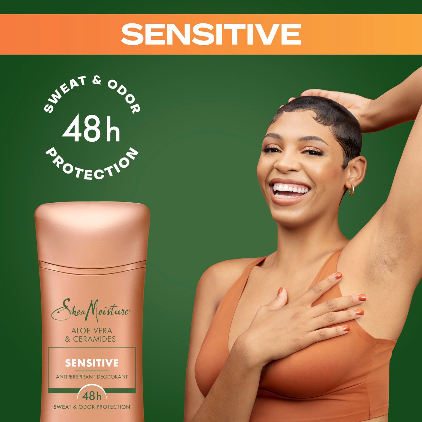 SheaMoisture Antiperspirant Deodorant Stick Sensitive Aloe Vera & Ceramides 2 Count for 48HR Sweat & Odor Protection with No Parabens & No Mineral Oil 2.6 oz