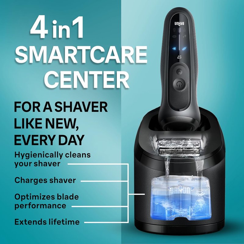 Braun Electric Shaver for Men - Series 7 7185cc | Waterproof Wet & Dry Shaving Kit with Beard Trimmer, 60 Min Runtime