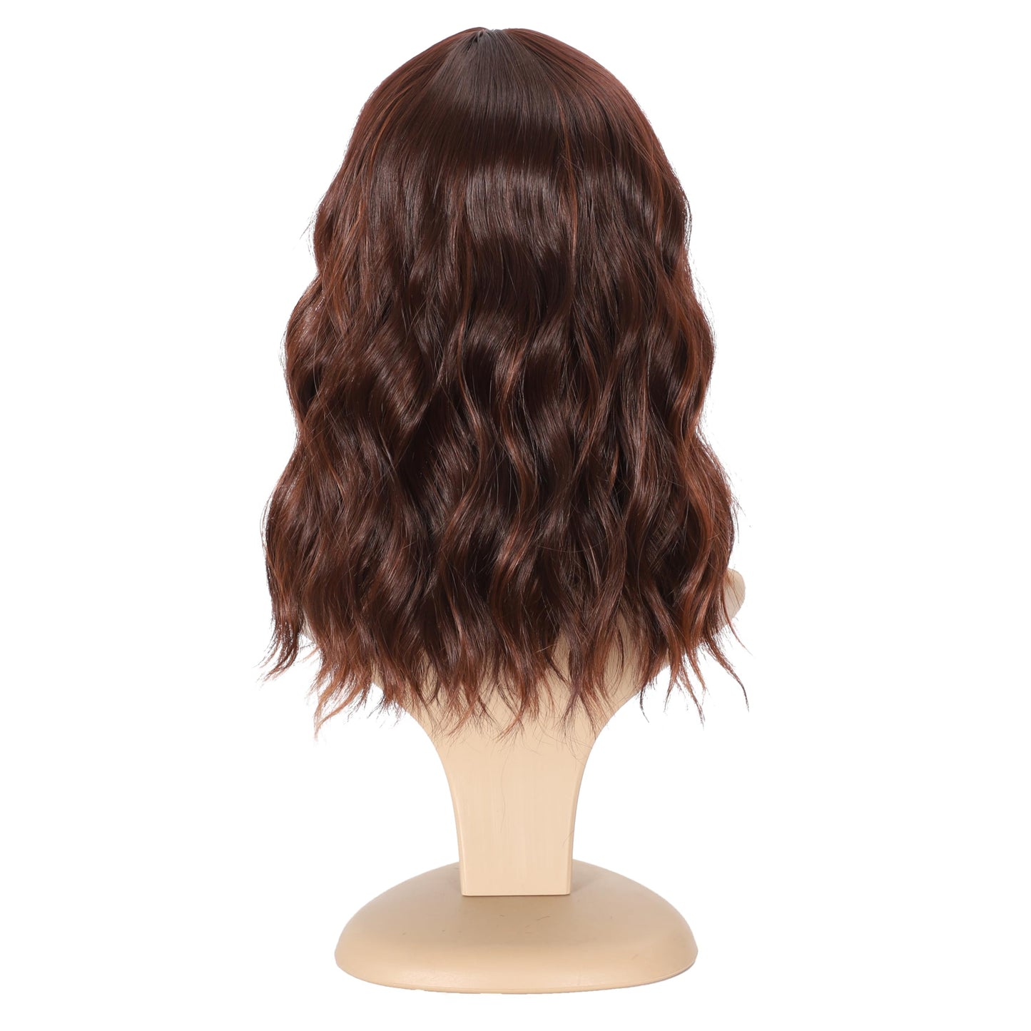 Ucubb Short Curly Wigs with Bangs for Women 14 Inches Wavy Bob Wig Synthetic Heat Resistant Fiber Wigs