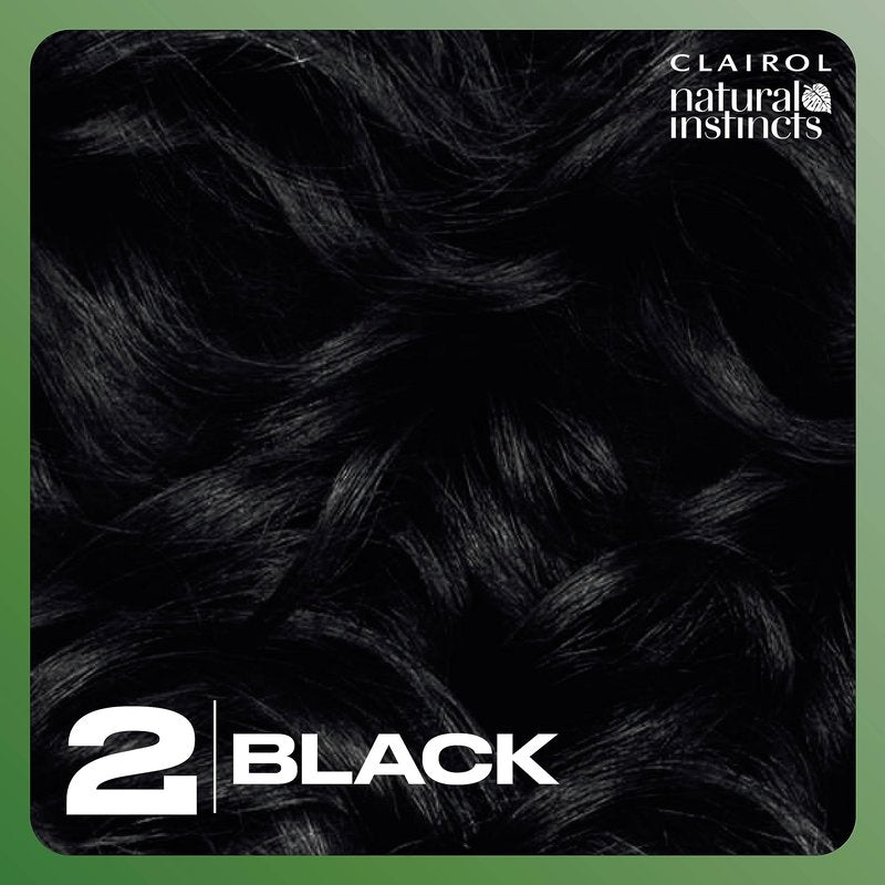 Clairol Natural Instincts Demi-Permanent Hair Dye, 2 Black | Ammonia‑Free, Vegan Hair Color with Coconut Oil & Aloe Vera | Pack of 3