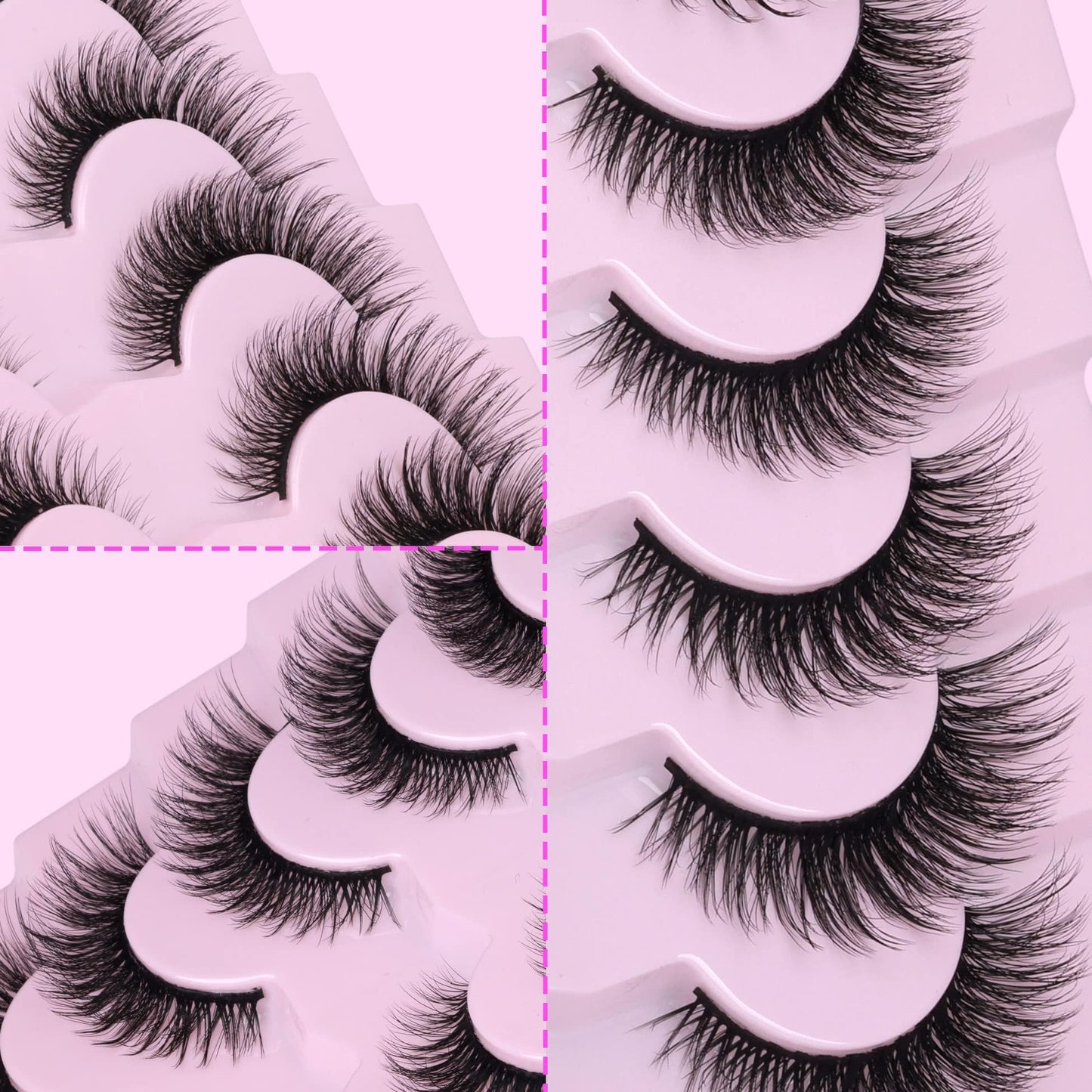 False Eyelashes Cat Eye Lashes Dramatic Fake Eyelashes Natural Look 7 Pairs 10-20 MM Fox Eye 8D Wispy Full Extension Pack Volume Thick Faux Mink Lashes Cruelty Free Light