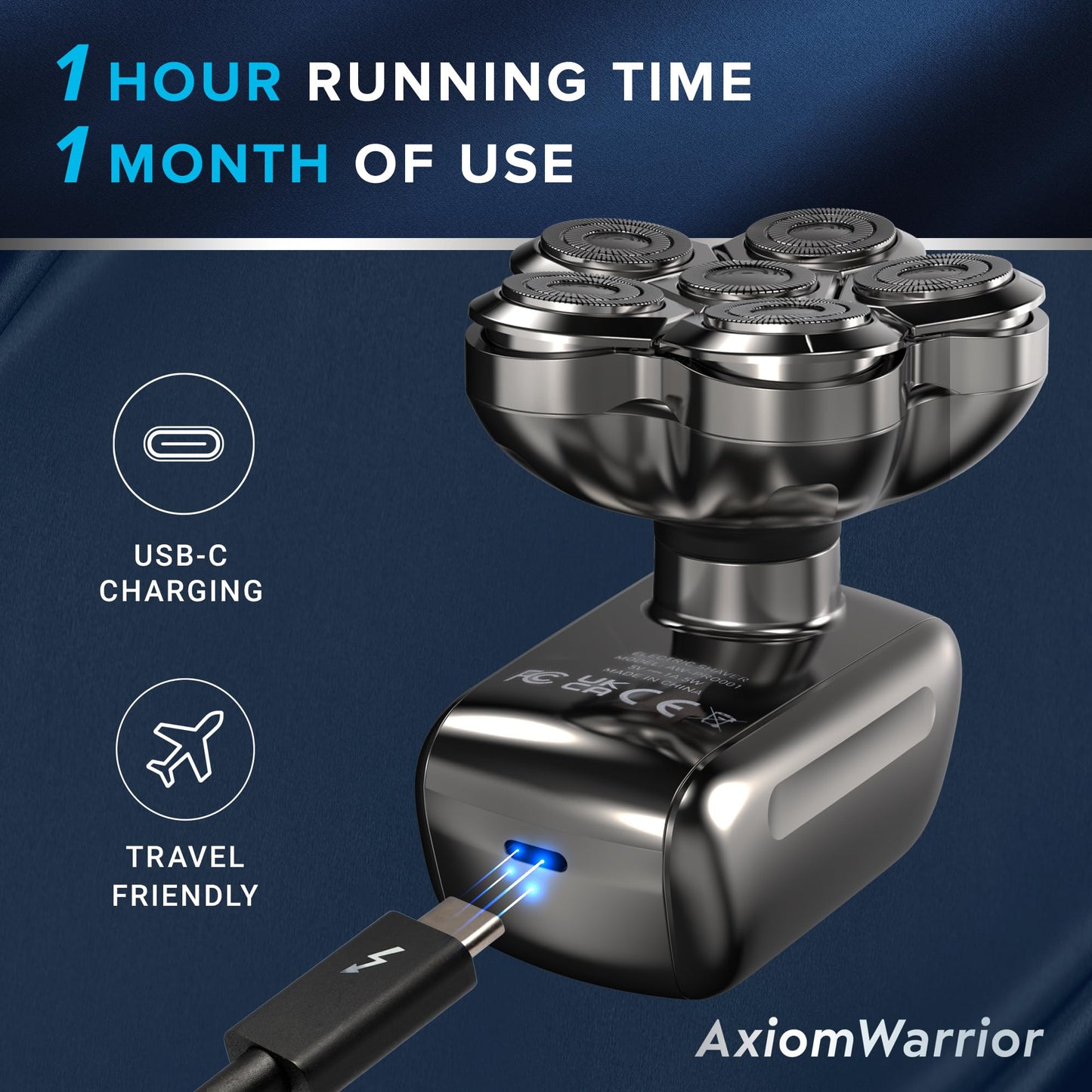 Electric Head Shaver for Bald Men: Waterproof Cordless Electric Razor for Bald Head & Hair Shaving - Close Shave, Skin-Friendly, 360° Full Coverage & Effortless Control, Easy to Clean, Wet & Dry Use