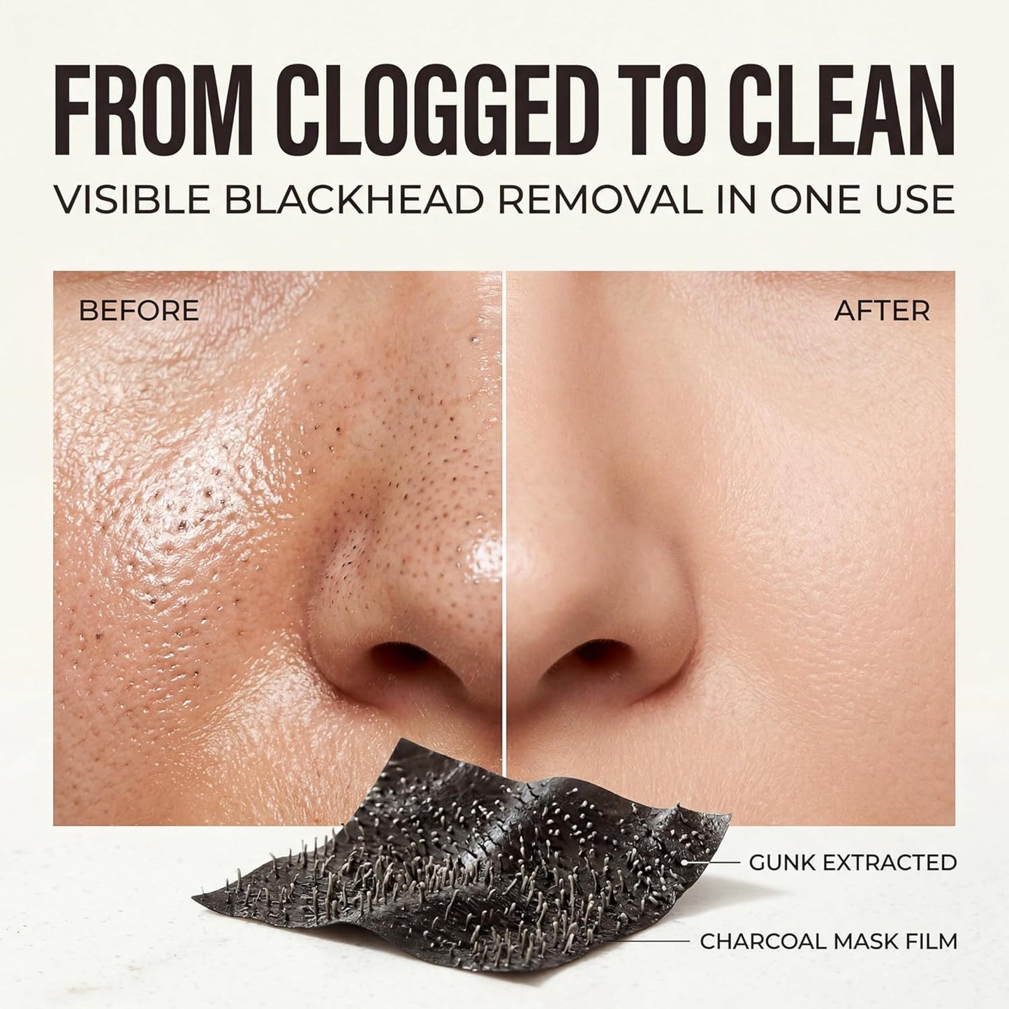 Activated Charcoal Peel Off Face Mask - Korean Blackhead Remover for Nose & Face | Pore Cleaner & Skincare Gift Set