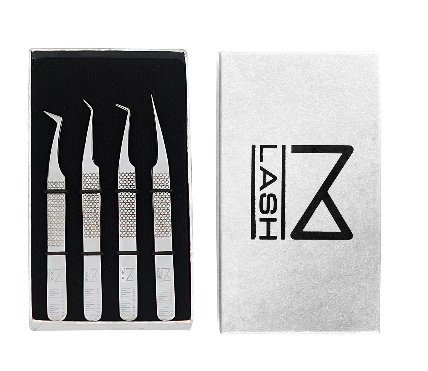 M LASH V4 - Stainless Steel Precision Eyelash Tweezers - Professional Grade Lash Applicator Tool for Meticulous Eyelash Extensions (Silver)