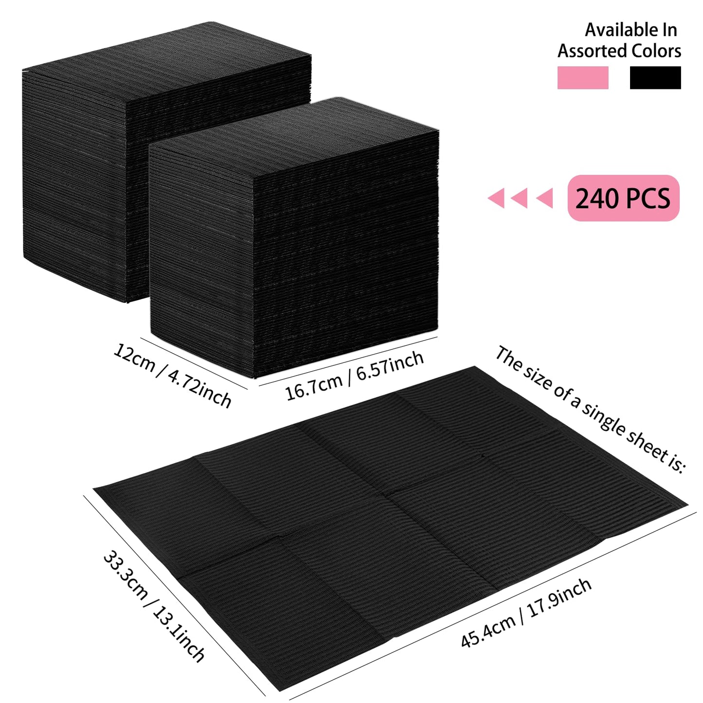 240pcs Disposable Nail Mats Foldable Nail Paper Towels, Table Acrylic Nail Practice Sheet, 3 Ply Waterproof Clean Nail Table Practice Mat for Salon Manicure Tattoo,Nail Art Accessories 13"x18" (Black)