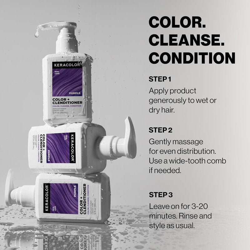 Keracolor Color + Clenditioner - 3-in-1 Color-Depositing Conditioner for Gentle Cleansing | 33.8 Fl Oz, 9 Shades
