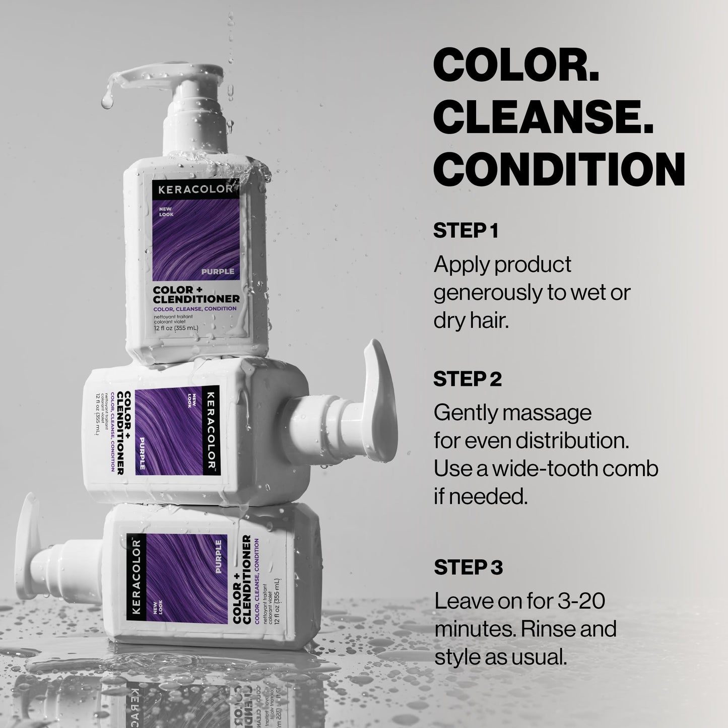 Keracolor Clenditioner PURPLE Hair Dye - Semi Permanent Hair Color Depositing Conditioner, Cruelty-free, 33.8 Fl. Oz.