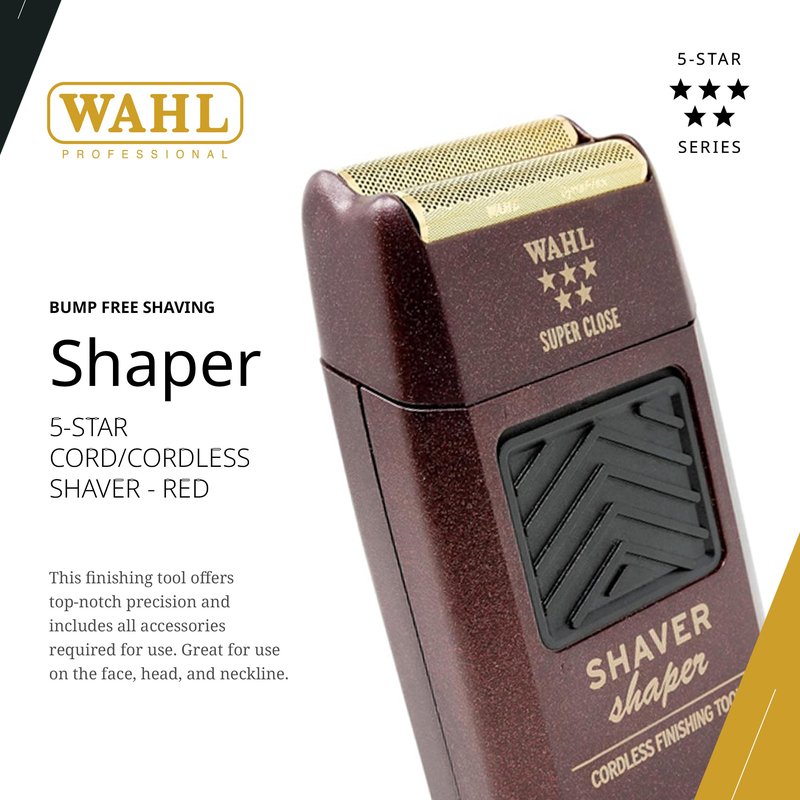 Wahl Professional 5 Star Series Shaver/Shaper, Cord/Cordless Finishing Tool, Rechargeable NiCad Battery, Up to 60 Minutes Runtime, Bump-Free Ultra-Close Shave