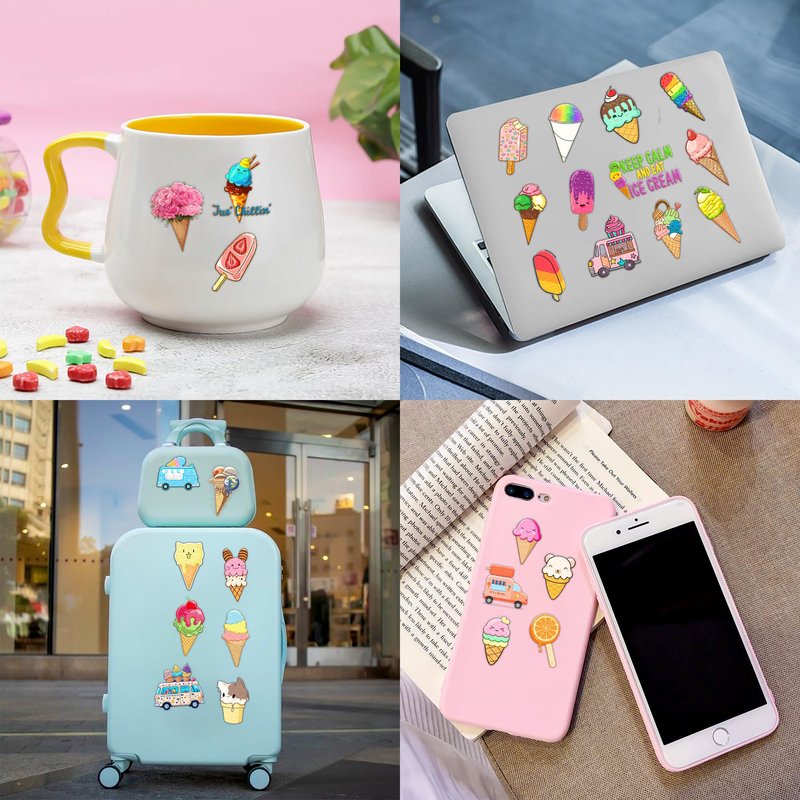 Ice Cream Temporary Tattoos for Kids - 10 Sheets (100 PCS) Sweet Treat Theme Fake Tattoos, Waterproof Stickers for Birthday Party Favors, Carnival Prizes, Goodie Bag Stuffers for Boys & Girls