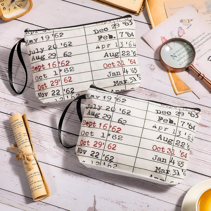 Bookish Pouch - 20 Pcs Library Gifts for Book Lovers | Zipper Canvas Makeup Bag for Women