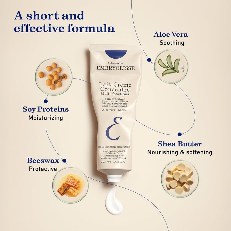 Embryolisse Lait-Crème Concentré Face Moisturizer and Makeup Primer, French Face Cream With Shea Butter & Aloe Vera, 2.54 Fl Oz