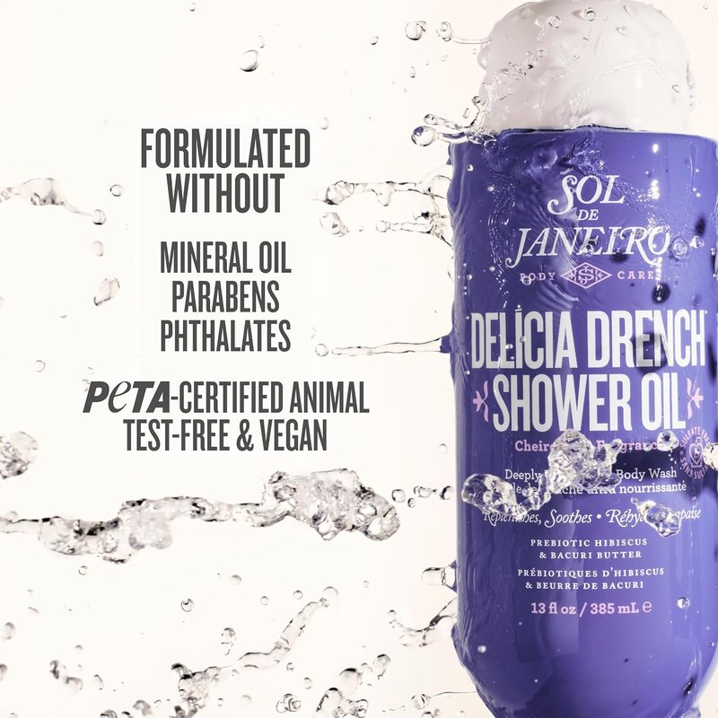 Delicia Drench Shower Oil - Deeply Nourishing Body Wash for Soft, Hydrated Skin