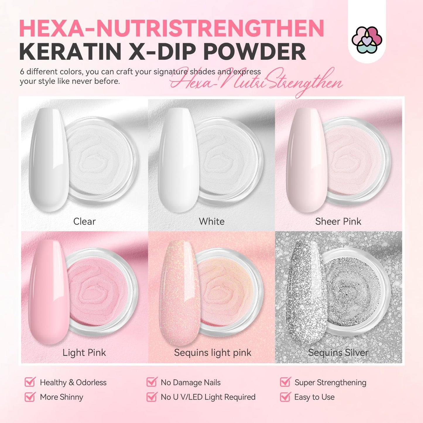 SAVILAND Dip Powder Nail Kit with Drill: 6 Color Winter Dip Nails Powder Starter Kit Pink Nude Glitter Clear with Liquid Set Base Top Activator French Manicure Beginner DIY Home Christmas Gift