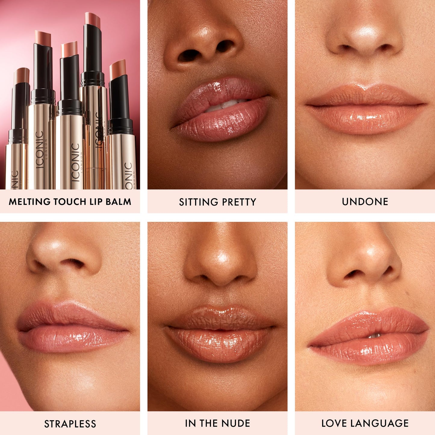 ICONIC LONDON Melting Touch Lip Balm | Hydrating Lip Balm, Non Sticky, Sheer Wash of Colour, Cruelty Free, Vegan Makeup (Strapless) 0.10 Fl oz